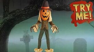 Towering Pumpkin Head Scarecrow