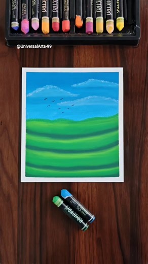 ✨ Easy Plateau Drawing | Oil Pastel Art #artshorts #easytutorial #acrylicpainting #oilpasteldrawing