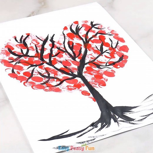 Valentines Day Heart Fingerprint Tree https://www.easypeasyandfun.com/valentines-day-heart-fingerprint-tree/ | Easy Peasy and Fun