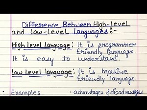 Difference between high level and low level language | low level vs high level programming language