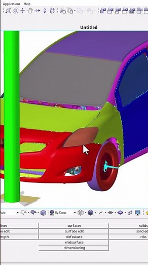 The Car Impact on Pole at 40km/h EN-12767 #hypermesh #ansys