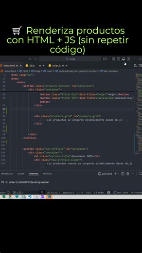 Renderiza Productos Dinámicamente con HTML y JavaScript