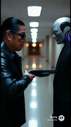 The Terminator Robot Arrival.The Robot to Robot Terminator Face to face battle.Ready for action.