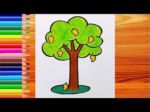 Mango tree drawing || How to draw mango tree for kids || Summer drawing easy