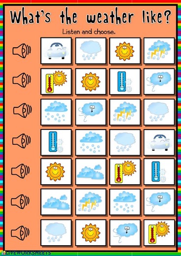 What's the weather like? - listening and matching worksheet