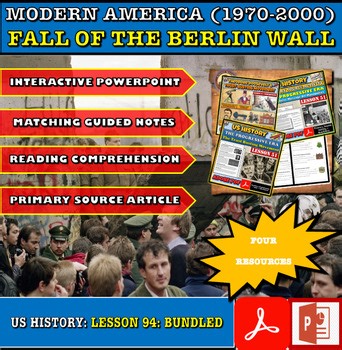 Fall Of Berlin Wall. End Of Cold War L94 Bundle.Powerpoint. Worksheets.Articles