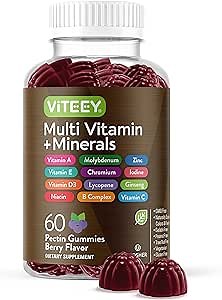 Multivitamin Gummies Vitamins for Adults & Teens - Immune Support Gummies - 12 Daily Vitamins & Minerals with Vitamin C, D3, E, A, Zinc & More - Vegetarian, Gluten Free - Chewable Berry Flavored Gummy