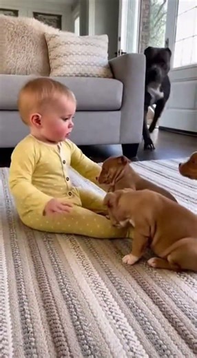 🤣 Baby Bullies Puppy → Mom Dog Says NO! 🐕#pets #funny #cat #dog #animals