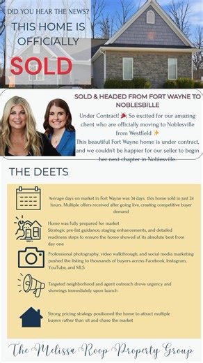 7604 Idlebrook in Fort Wayne went under contract in just 24 hours with multiple offers — and this is exactly why strategy matters when you list. Homes here are averaging weeks on market, but with the right pricing, prep, and exposure, you can create buyer competition instead of chasing price reductions. If you’re thinking about selling in Fort Wayne or Allen County this year, DM me “Idlebrook” and I’ll show you what your home could sell for right now. ##FortWayneRealEstate #FortWayneHomes #Allen