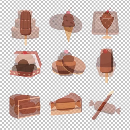 52 Chocolate Dessert PNG Transparent Background | Flat Illustration, Bakery, Cake, Brownie | Sweet Food Clipart Set - Etsy