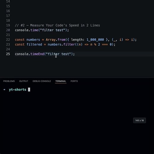 Measure Your Code's Speed in 2 Lines || #coding #frontendcourse #programminglanguage