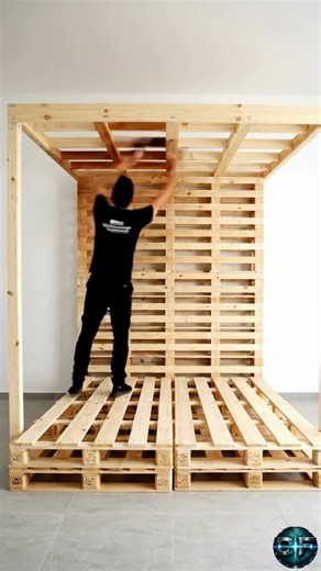 DIY Luxury Canopy Bed from Wooden Pallets! (Room Makeover + LED Lights) 🛠️✨