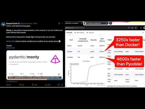 ⚡️Monty: the ultrafast Python interpreter by Agents for Agents — Samuel Colvin, Pydantic