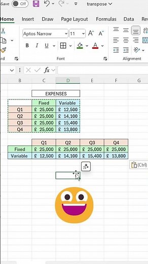 Transpose (flip/rotate) data in Excel