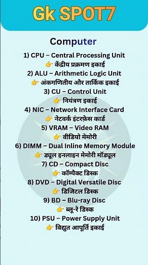 Computer Short Forms for Students & Exams 💡#computer #exampreparation