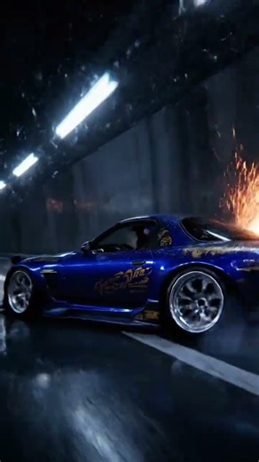 Midnight Tokyo Neon Drift: Mazda RX-7 FD3S in Narrow Alley (8-12s Short)
