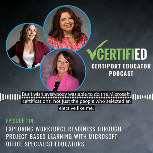 Are you a #Microsoft educator? Hear success stories, discover effective tools, and more with a panel of education veterans from middle school, high school, and higher education. Listen to the #CERTIFIEDpodcast episode: https://okt.to/7VGWkE | Certiport | Facebook