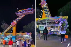 Terrifying moment spinning 'magic carpet ride goes out of control'