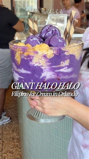 This GIANT Halo Halo Ice Cream can be found in Orlando 🍨💜