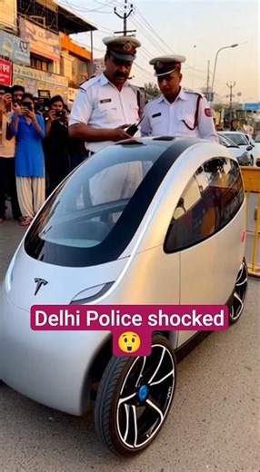 Delhi Bazaar Mein Mini Future EV 😱 Police Puri Confused! #MiniEV #DelhiBazaar #ViralCar #FutureEV