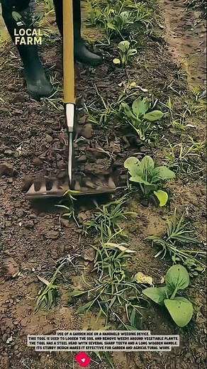 use of garden hoe or a handheld weeding device.This tool is used to loosen the soil and remove weed