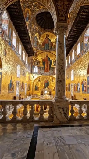 In Italy, this hidden gem in Sicily is a12th-century royal chapel featuring glittering gold mosaics, an intricate wooden mugarnas ceiling, and inlaid marble floors.