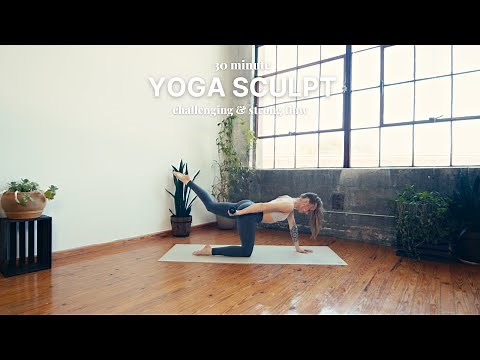 30 Minute Yoga Sculpt | challenging vinyasa w/ weights