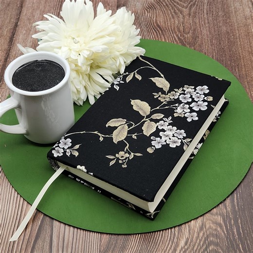 STRETCH Book Covers, Book Protector, Fabric Book Cover, Bible Cover, Journal Cover, Planner Cover -blooms on Black- - Etsy UK