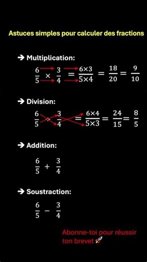Astuces simples pour calculer les fractions #maths #astuce #facile #f