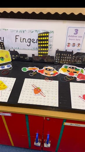 Emma | Trap the veggies- busy fingers Supertato topic. We have been enjoying retelling the story, and for this activity they used the elastic... | Instagram
