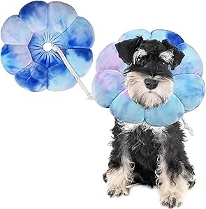 Flower Cat Cone, Cat Cone Collar Dog Cone Soft Recovery E-Collar Dog Elizabethan Collar for Dogs and Cats to Stop Licking (Purple Blue, L)