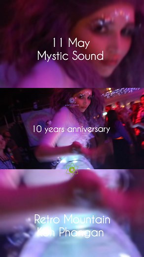 11.05.2024 Mystic Sound Ten Years Anniversary / Koh Phangan / Thailand 🔥 We invite you to an immersive experience with mesmerizing music, captivating performances, and a vibe that's nothing short of magical ❤️ We'll start our special event with a breathtaking sunset view from Ban Tai jungles, leading you through a musical journey that starts with groovy midtempo music from psychill to psybass, which is so missed on the island, and finishs with electrifying psytrance, so no one will be left with