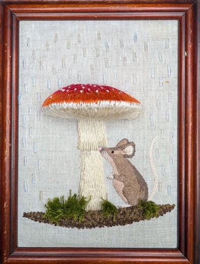 3d Stumpwork Mushroom and Mouse Embroidery Pattern - Etsy