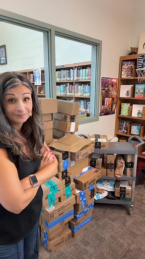5.1K views · 2.2K reactions | Challenge accepted 欄 #unboxing #books #asmr #new #library #book #tbr #bookish #bookstagram #librarian #librariansofinstagram #middleschool #reading | Meet Me In The Media Center Official | Facebook