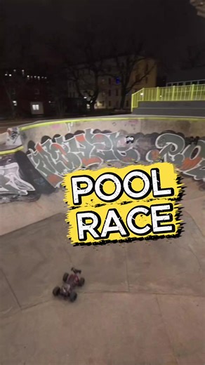 Exciting RC Car Pool Race at the Skatepark