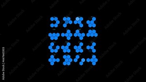 Abstract motion background of hexagons in random motion, and numbering, animation, web cover, landing page