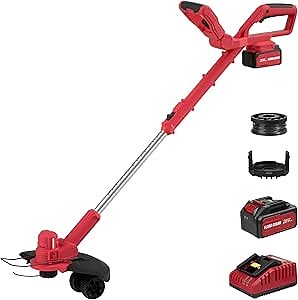 FLORA GUARD Electric String Trimmer, 2-in-1 for Lawn Mowers and Lawn Edge Trimmers, Heavy-Duty Construction, Stable and Durable, Includes 4.0Ah Battery and 3.0A Charger