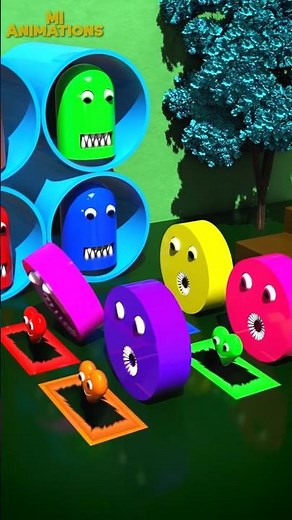 👉 Cute Circle and Triangle Monsters 💖💖💖 | Satisfying 3D Animation | MI Animations #Shorts