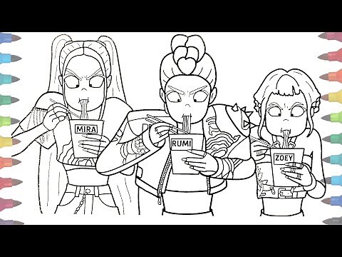 KPop Demon Hunters New Coloring Pages / How to color girls Rumi, Mira and Zoey