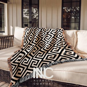 Greece Greek Key Blanket Meander Coastal Home Decor Mediterranean Tapestry Farmhouse Wall Hanging Black White Throw Ancient Greece Blanket - Etsy