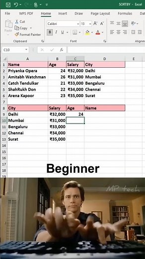 How to reverse the data in excel 😱 #excel #office #spreadsheet