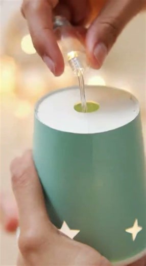 Cup Light Garland DIYThese cups turned into glowing lights! ✨” #artandcraf