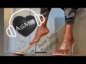 ASMR| Dangling Clear Heels. Walking & Tapping sounds. Bare soles.