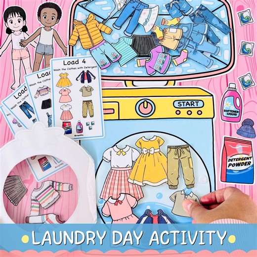 Laundry Day Activity Printable | Life Skills Learning for Kids | Preschool Practical Life - Etsy