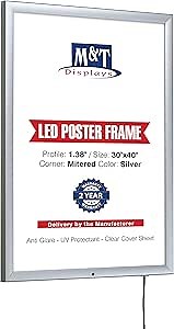 Amazon.com: M&T Displays Lockable Weatherproof Smart Ledbox 1.38" Aluminum Profile Silver Snap Frame 30x40 inch Single Sided Document Brochure Sign Holder Front Loading Portrait Landscape : Office Products