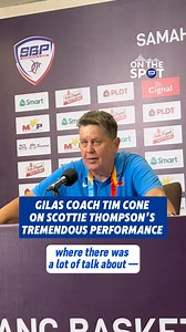 ‘HE’S BEEN THAT TRIPLE-DOUBLE MACHINE’ 🇵🇭 Coach Tim Cone is highly impressed with how Scottie Thompson has proven himself on the international stage, showcasing improved shooting and playmaking for Gilas Pilipinas. Cone has always believed in Thompson’s ability to make an impact, especially since he has been a triple-double machine dating back to his college days. | via Aivan Episcope/One Sports #GilasPilipinas #PUSO #OneSports #AsiaCup #OSOnTheSpot | One Sports