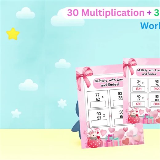 Valentine Math Worksheets: Grades 2-3 (PDF Download) - Etsy