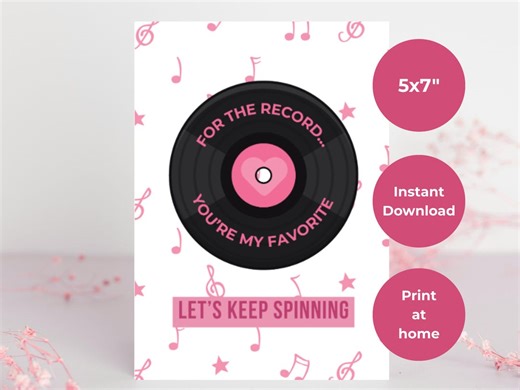 Record Player Vinyl Valentine's Day Card | Cute Valentine's Day Card | Gifts for Music Lover (digital Instant Download) - Etsy