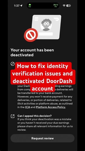 How to fix identity verification issues and deactivated DoorDash account #doordashdriverapp