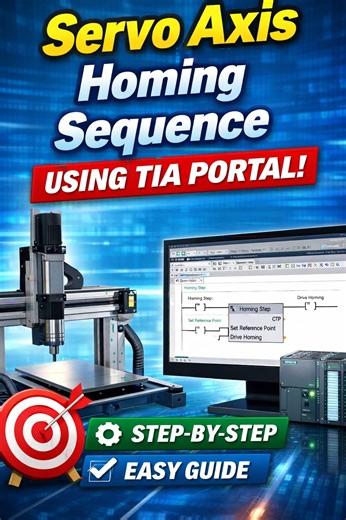Servo Axis Homing Sequence in TIA Portal | Step-by-Step Motion Control Tutorial #ServoHoming #ServoAxis #TIAPortal #SiemensPLC #MotionControl #ServoMotor #PLCProgramming #IndustrialAutomation #GantrySystem #PLCTraining #AutomationEngineering #ServoDrive #MotionAxis #PLCLogic #FactoryAutomation | PLC Programming Tips and Tricks